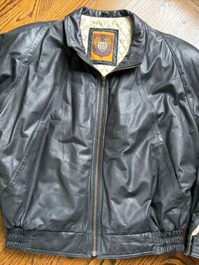 I.O.U. Leather Coat Jacket - Men's Size Large - Black